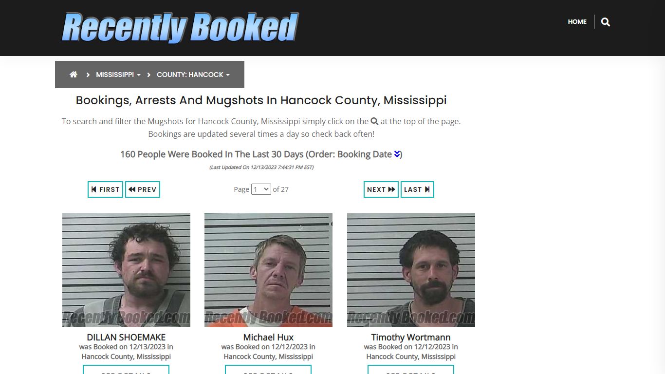 Bookings, Arrests and Mugshots in Hancock County, Mississippi